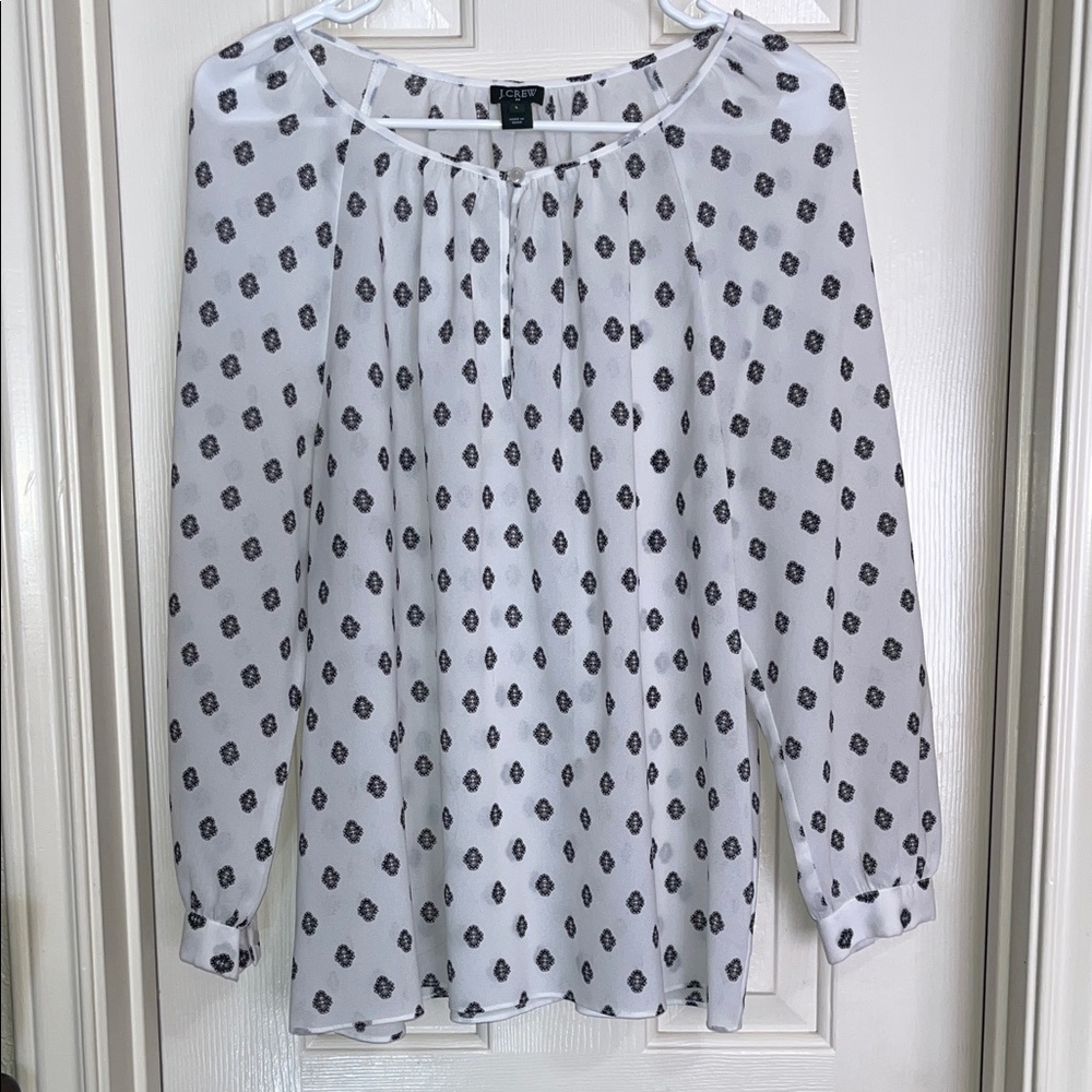 J. Crew • Women’s Sheer White Long Sleeve Blouse • Size Large